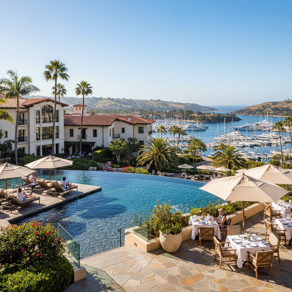 Luxury Newport Beach resort with harbor views