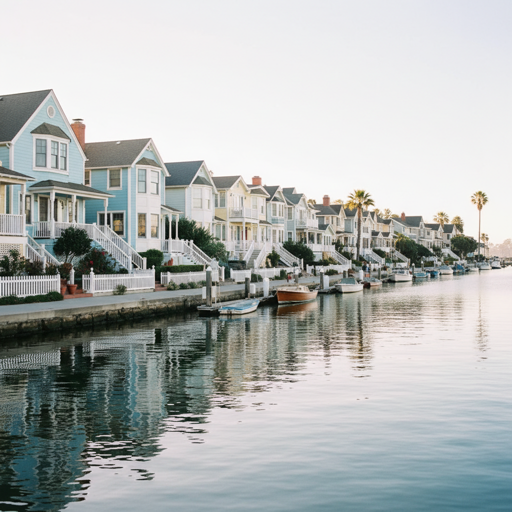 Balboa Island Ferry crossing Newport Harbor with families aboard