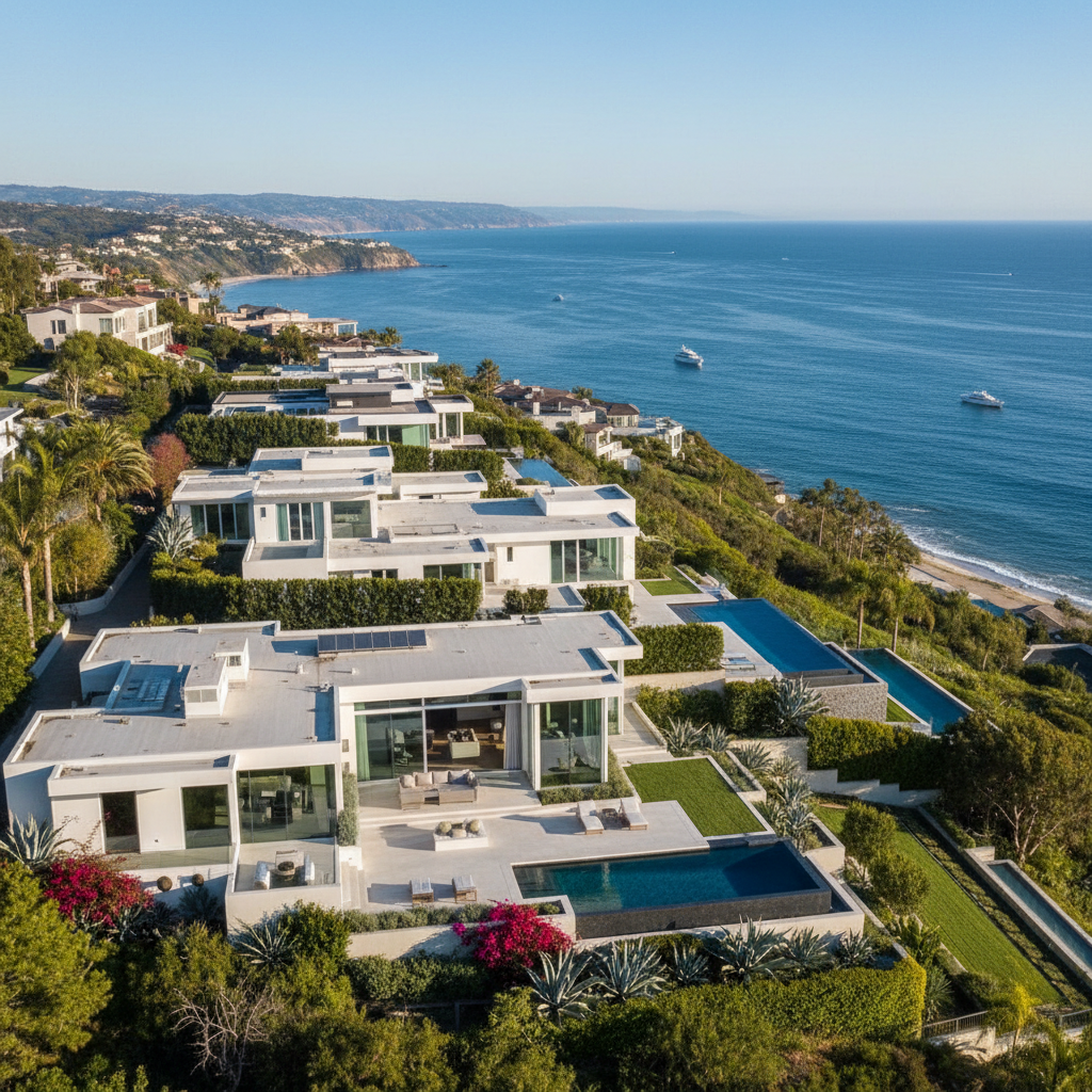 Newport Coast elevated estates with panoramic Pacific Ocean views