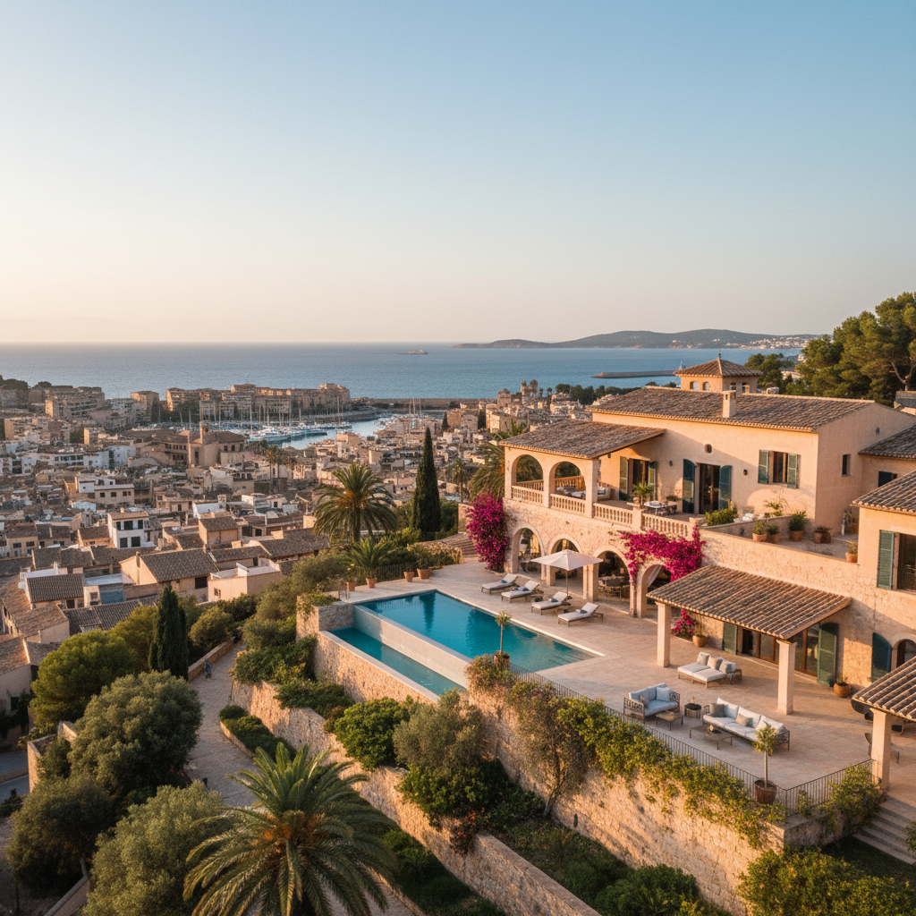 Luxury private villa on Newport Harbor with pool, private dock, and ocean views