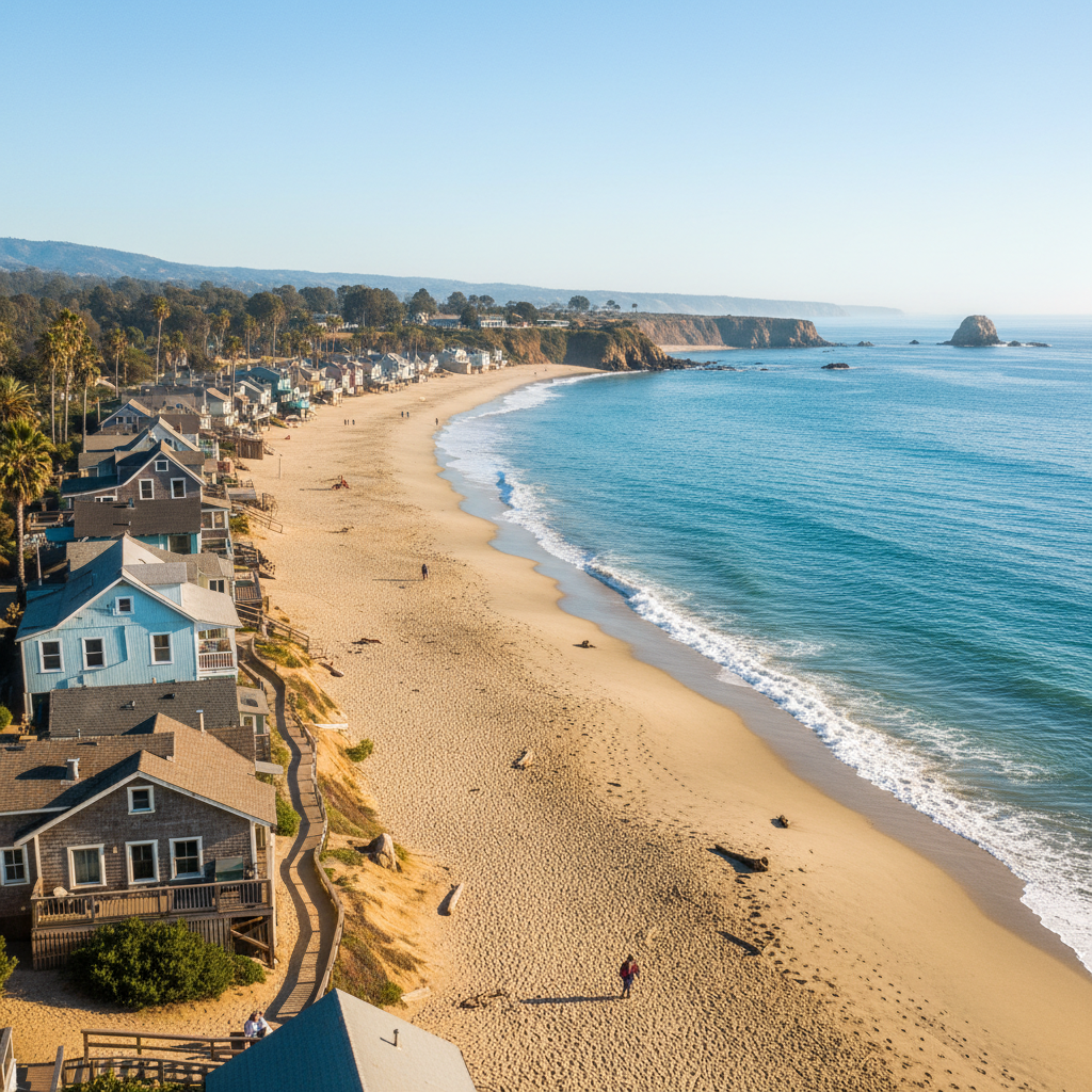 Crystal Cove State Park beach with historic cottages and pristine coastline